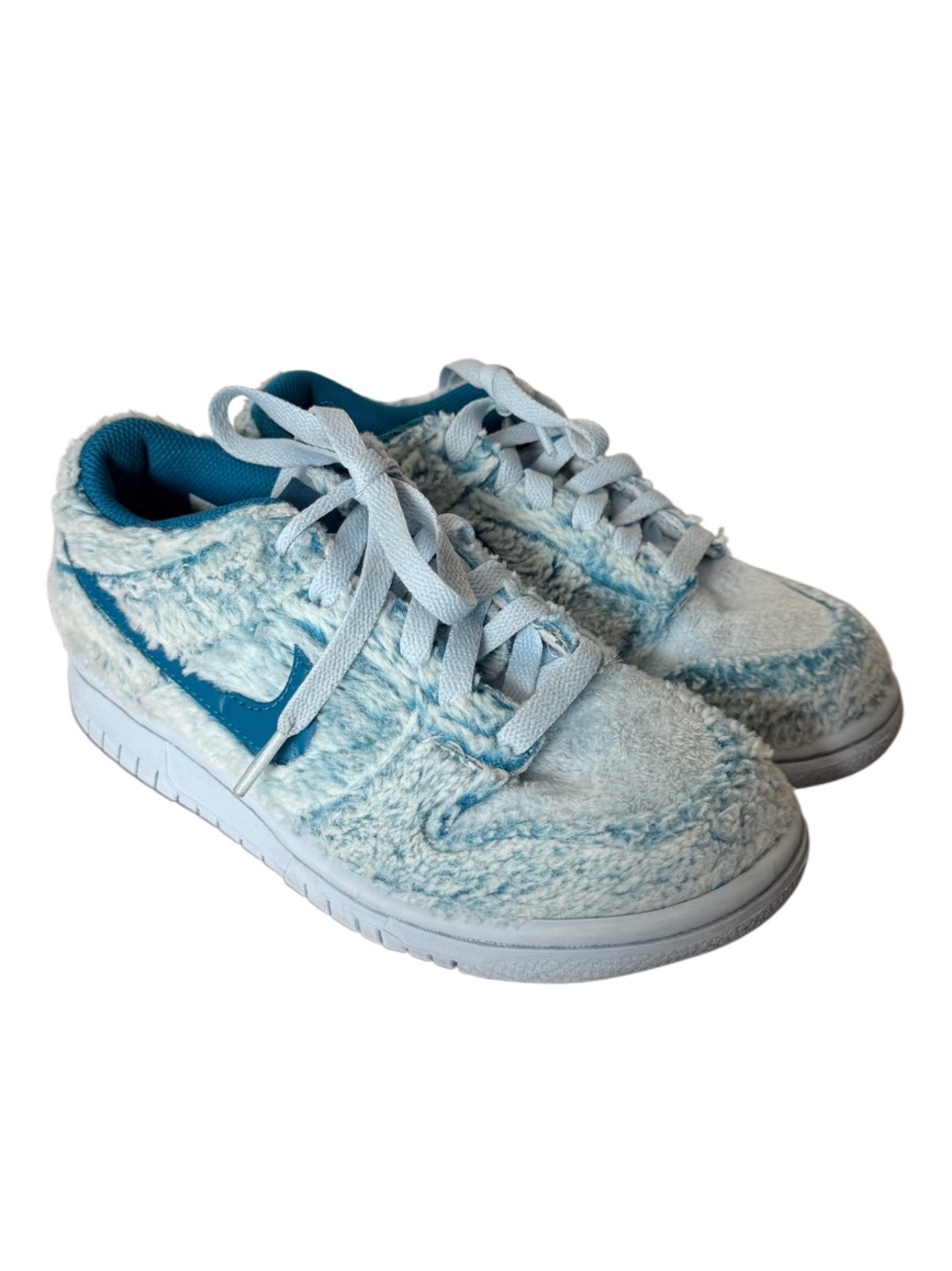 Nike Dunks Abominable Snowmam Light Blue Fuzzy Sneakers-Size 3.5